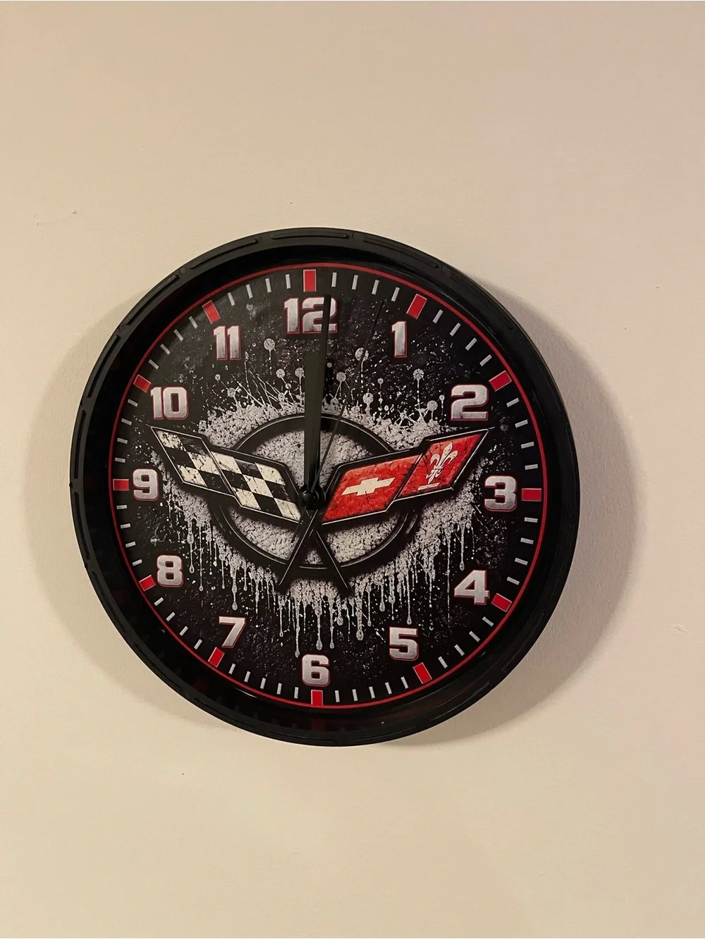 Black and Red Racing Emblem Wall Clock - Chevrolet-Inspired